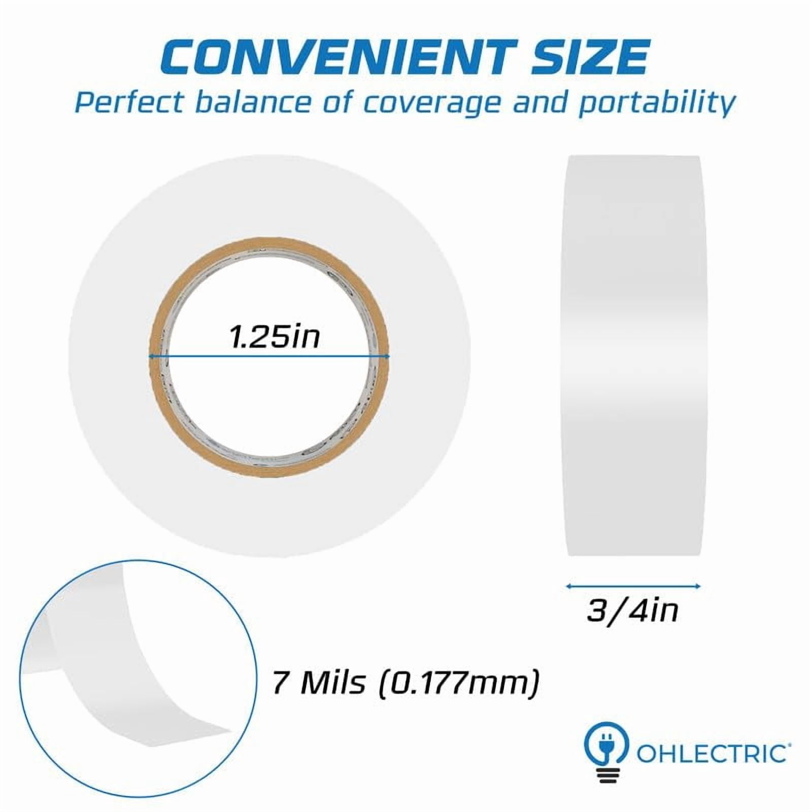 OHLECTRIC Professional Grade Vinyl Electrical Tape (20 Pack) White - 7 Mil Thick Flame-Retardant, Heat & Weather Resistant 3/4 Inch x 60 Feet | Ideal for Contractors & Electricians