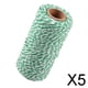 thumbnail image 1 of Cuerda de hilo de algodón de colores de 5x328 pies (100 m) para manualidades, color verde 5 piezas, 1 of 8