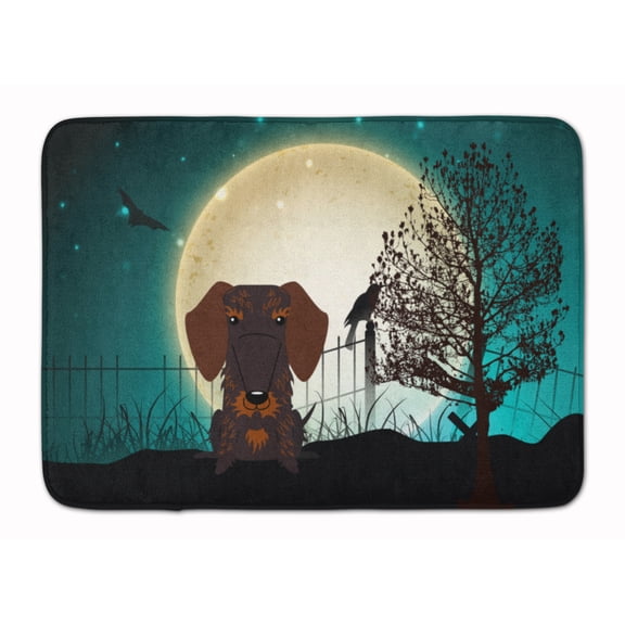 Halloween Scary Wire Haired Dachshund Chocolate Machine Washable Memory Foam Mat