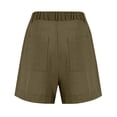 thumbnail image 5 of LIIPEE Women Shorts Casual Summer Solid Color Linen Buttons Loose Fit Elastic Waist Shorts With Pockets Ladies Comfortable Breathable Soft Daily Shorts,Coffee,M, 5 of 5