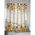 thumbnail image 5 of Fall Thanksgiving Shower Curtain, Orange Teal Green Pumpkin Bathroom Decor Curtains Set with Hooks, Retro Leaf Sunflower Waterproof Fabric Home Accessories， Stall 36 X 78 Inch, 5 of 6