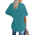 thumbnail image 3 of TSADFHJI Hauts pour Femmes Été Mode Décontractée Imprimé Col Rond Manches Courtes T-Shirt TG Bleu, 3 of 4