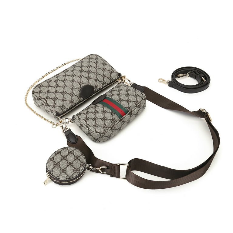 TWENTY FOUR Brown Checkered Multipurpose Crossbody Bag for Women