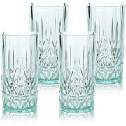 Shatterproof Tritan Plastic Tall Tumbler Set of 4 - 18oz Myrtle Beach Drinking Glasses - Unbreakable & Elegant Crystal Cut Glassware for Cocktails, Juices, Teas, and Smoothies - Durable, Clear, and St