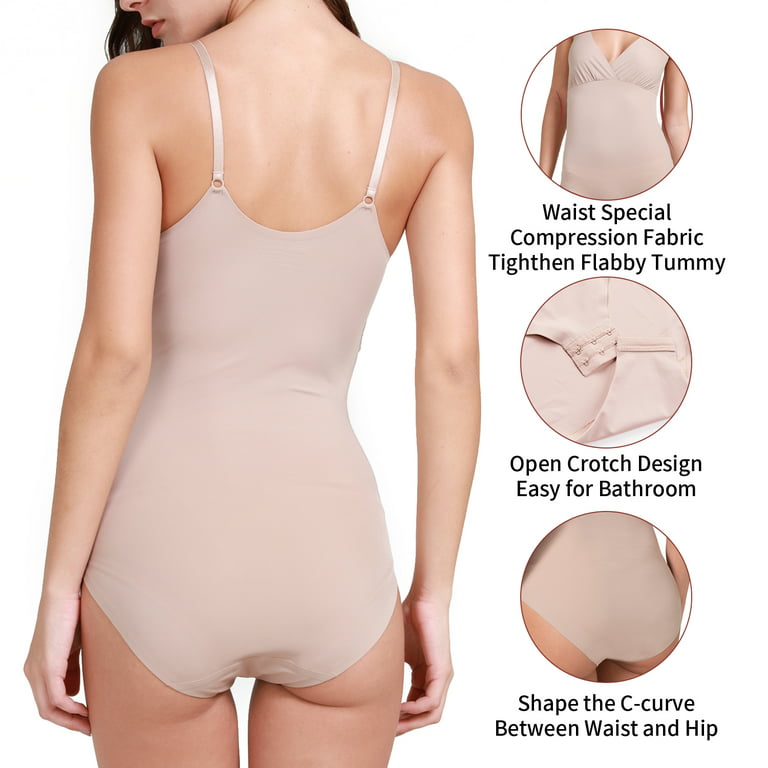 FITVALEN Seamless Women's Tummy Control Open Bust Mid-Thigh Bodysuit  Shapewear 