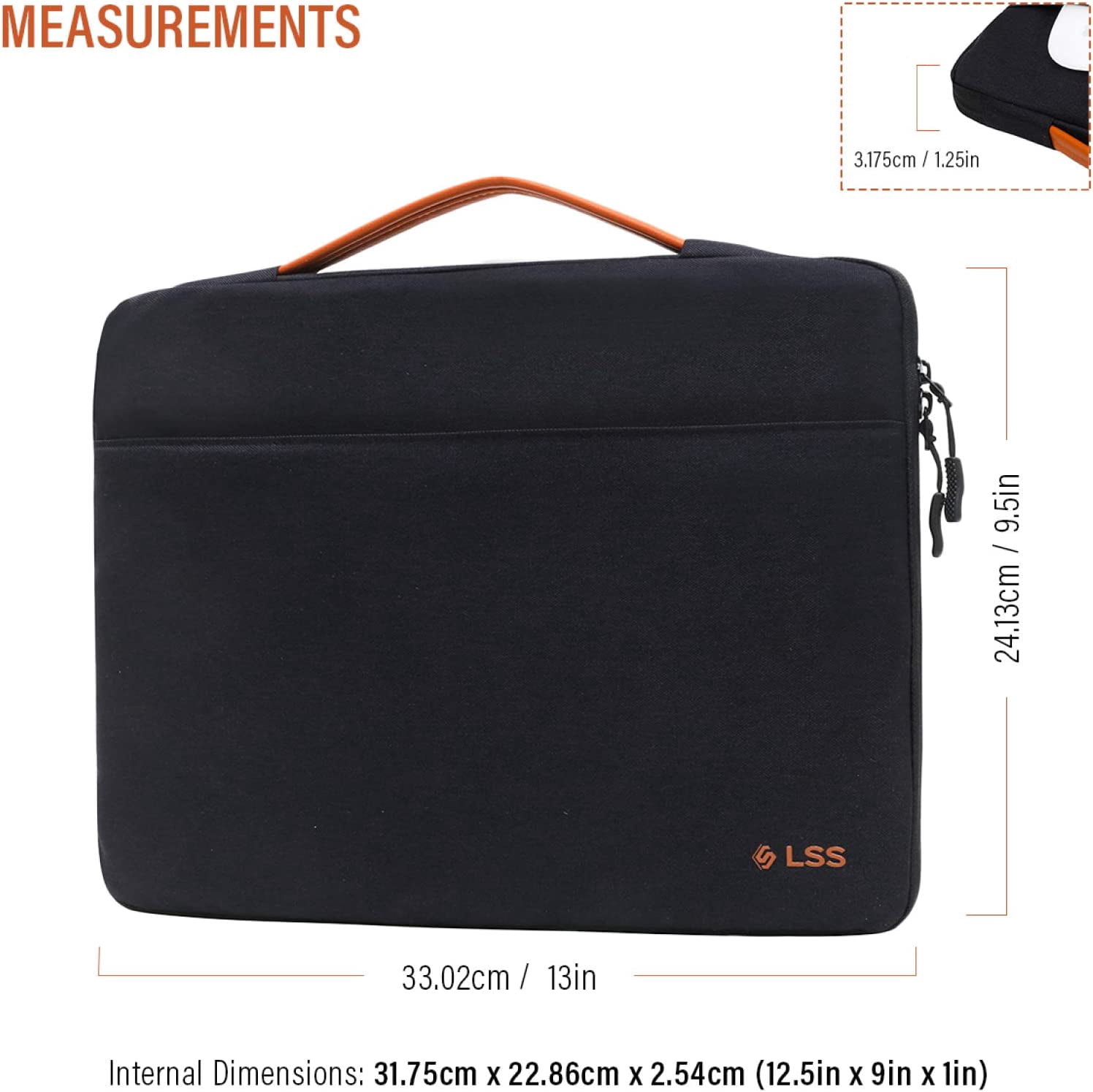 LSS Protective Laptop Sleeve Case with PU Leather Handle for Men/Women for 14”-15.6” Laptops Compatible with MacBook Air, Acer, HP