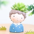 thumbnail image 2 of Jarrón de flores con escultura de niño de resina elegante para , maceta de interior, maceta de bonsai BLESIY Maceta de resina para niñas, 2 of 8