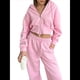 thumbnail image 3 of Conjunto Deportivo para Mujer: Sudadera con Capucha y Cremallera de Larga con Pantalones de Color Liso con Cordones - Conjunto de Dos Piezas Rosa L, 3 of 10