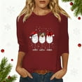 thumbnail image 2 of Womens Tops Shirts Christmas 3/4 Sleeve Print Crewneck Ladies Holiday Season Fall Clothes for Women Tees Blouses Size 2XL, 2 of 4