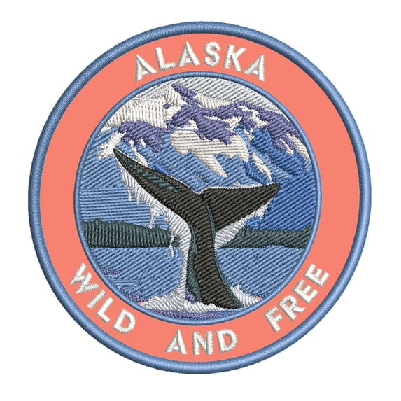 Wild And Free! Alaska 3.5 Inch Iron Or Sew On Embroidered Fabric Badge Patch Seek Adventure, National Park Iconic Series