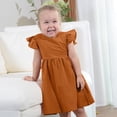 thumbnail image 2 of mgoYE Goose Dress Baby Girl Toddler Girls Dress Cotton Linen Ruffle Backless Sleeveless Kids Casual Party Dresses(Brown,9-12 Months), 2 of 7