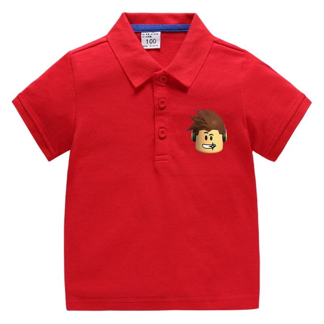 Roblox ropa con solapa para niños, POLO versión coreana, camiseta de media manga de algodón para bebé, Verano