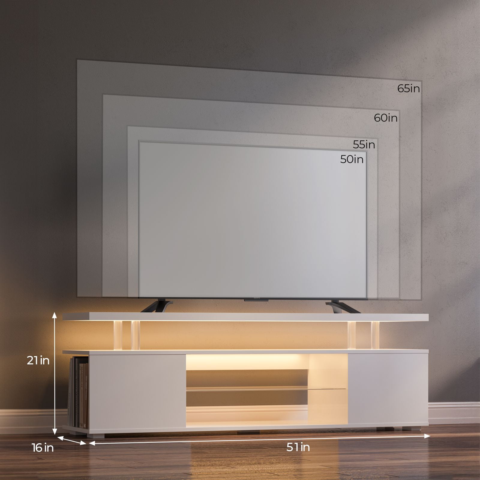TV Stand Entertainment Center, Gaming Center for 50 55 60inch TV, TV Stand with Storage, TV Stands for Gaming Living Room