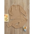 thumbnail image 3 of SAYOO 2 Pieces Kids Nightwear, Unisex Solid Color Round Neck Long Sleeve Tops+ Long Pants for Spring Autumn, 18 Months-6 Years, 3 of 8