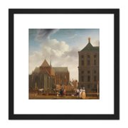 Ouwater New Church Town Hall The Dam Amsterdam 8X8 Inch Square Wooden Framed Wall Art Print Picture with Mount