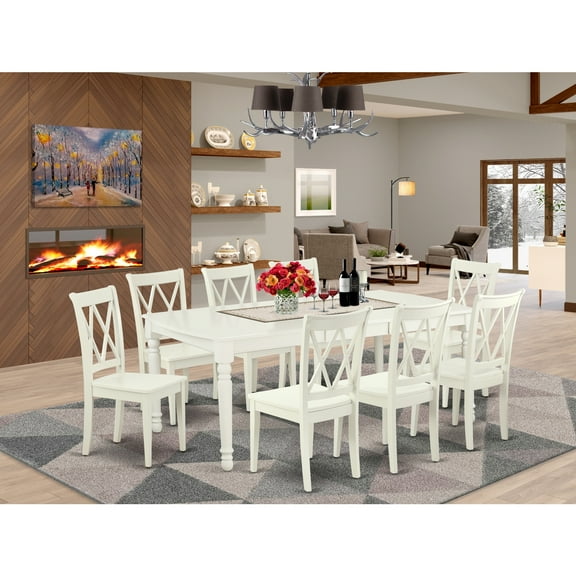 East West Furniture Dining Room Set Linen White, DOCL9-LWH-W