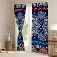 thumbnail image 3 of Homewish Tribal Damask Flower Black Out Curtains, Vintage Western Fshion Curtains Pack of 2 (42x63 Each), Navy Orange Mandala Bedroom Curtains, Blackout Curtains Home Decor, 3 of 6