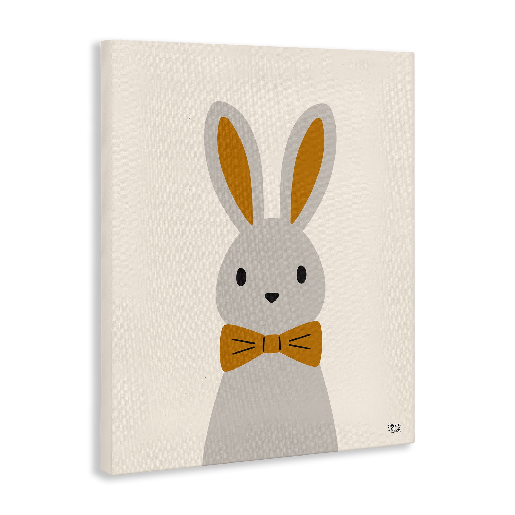 Stupell Industries Simple Rabbit with Bowtie Animals Painting Wrapped Canvas Art Print Wall Art, 24 x 30
