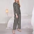 thumbnail image 3 of Balery Black and white houndstooth Conjunto de Pijama con Estampado para Mujer, Conjunto de Dos Piezas con Manga Larga, Ropa de Dormir Suave con Bolsillos, Pijamas Cómodos-X-Large, 3 of 7