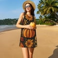 thumbnail image 3 of Uemuo Autumn Pumpkin Leaves Pattern Women’s Sleeveless Dress – Casual Summer A-Line Dress, Stylish and Comfortable Sundress for Hot Weather, 3 of 7