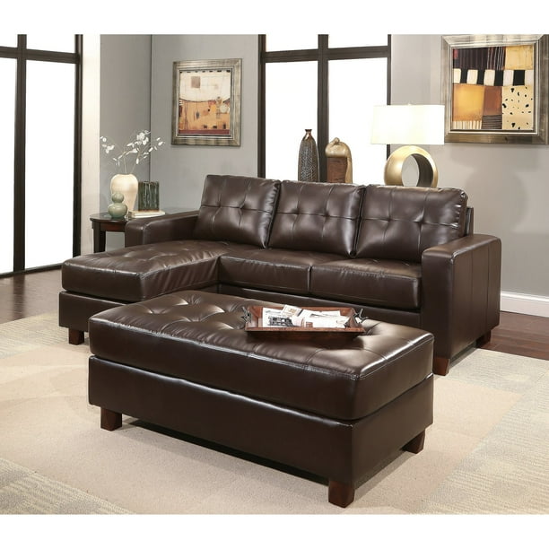 Abbyson Leather Sectional Sofa Baci Living Room