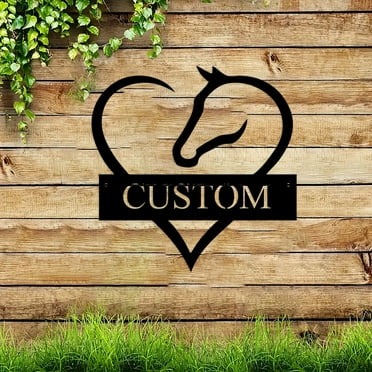 Custom Personalized Metal Barn Name Sign, Heart and Horse Name Sign, Custom Metal Ranch Name Sign, Unique Horse Lovers Gift