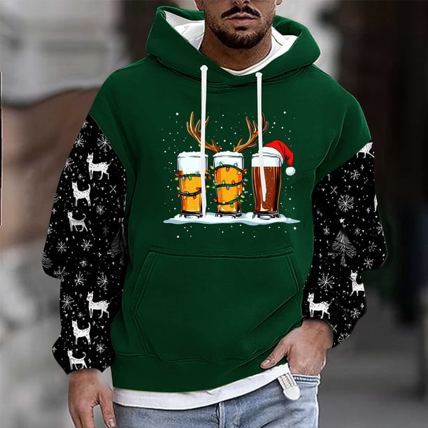 Sudadera con capucha para hombre, estilo casual, con cuello redondo, estampado, manga larga, blusa de poliéster