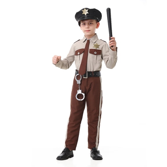 Halloween Sheriff Costume Outfit, Family Matching Role Play Uniform Set for Party Stage Performance and Festive Dress Up Events