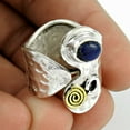 thumbnail image 2 of Natural 925 Sterling Silver, Lapis Lazuli Genuine Gemstone Super Ring, Adjustable Ring, Unisex Unique Designing Band Ring, Stylish Ring, Valentines Day Gifts, Two Tone Ring (lapis-lazuli, 7), 2 of 3