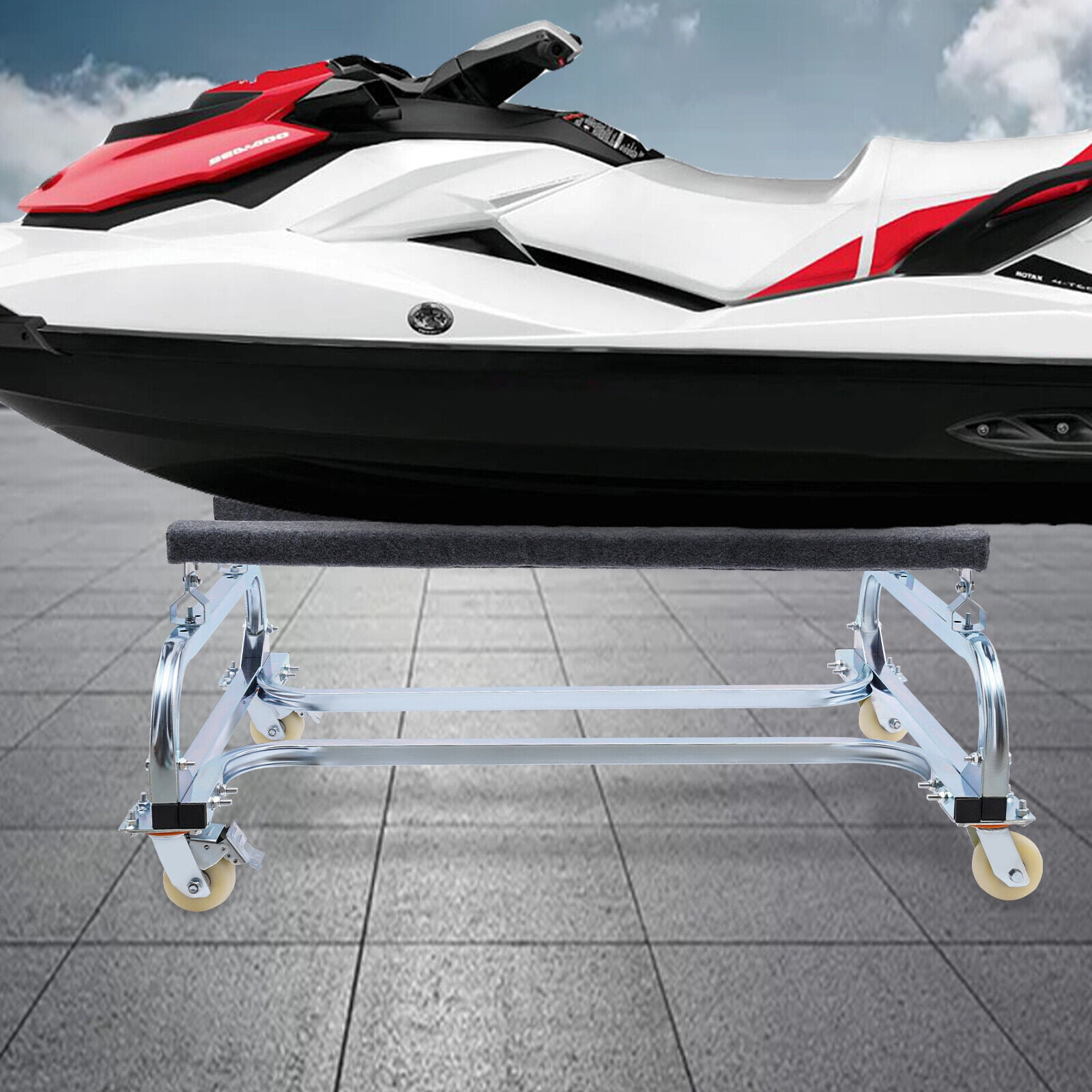 BY-18 Watercraft Cart 1000lb Capacity for jet skis, Inflatables Small Sailboat Trailer Silver Dock Slipway Cart