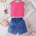 thumbnail image 6 of NOLDARES Toddler Baby Girl Clothes Summer Outfits 2 Piece Sleeveless Tie Knot Tank Top and Ruffle Hem Shorts Set(Hot Pink,5-6 Y), 6 of 7