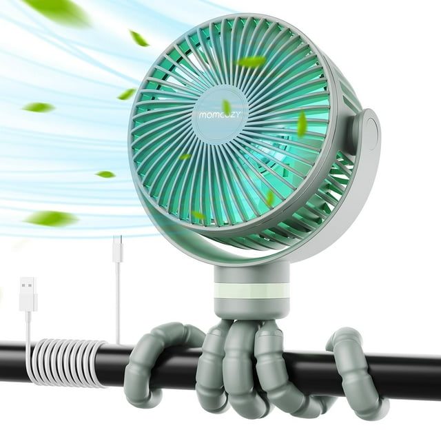 Momcozy Ventilateur de Poussette Portable, Ventilateur de Refroidissement USB Rechargeable et Portatif pour Voyage, Siège d'Auto, Chambre