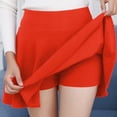 thumbnail image 2 of JIANJIA Skirts For Women Summer Solid Color Elastic High Waist Fashion Casual A Line Pleated Mini Tennis Skirt Beachwear,Orange,XXXL, 2 of 5