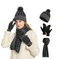 thumbnail image 2 of BRICH Women's Winter Beanie Hat Long Scarf and Touchscreen Gloves Lined Skull Caps with Pompom Neck Scarves Set Dark Gray One Size, 2 of 3