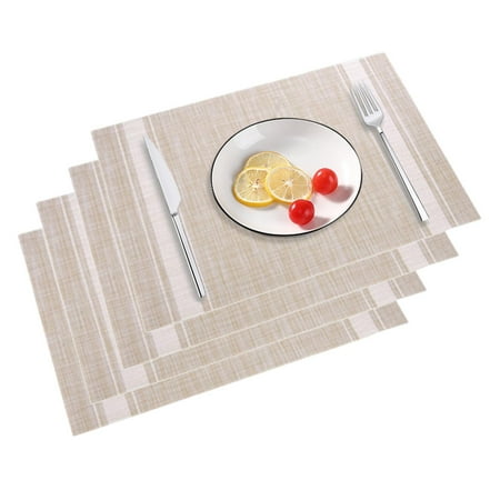 

Placemats - Washable Anti-Skid PVC Placemat Heat-resistand Woven Vinyl Table Mats for Kitchen Table 12x18 inches Set of 4