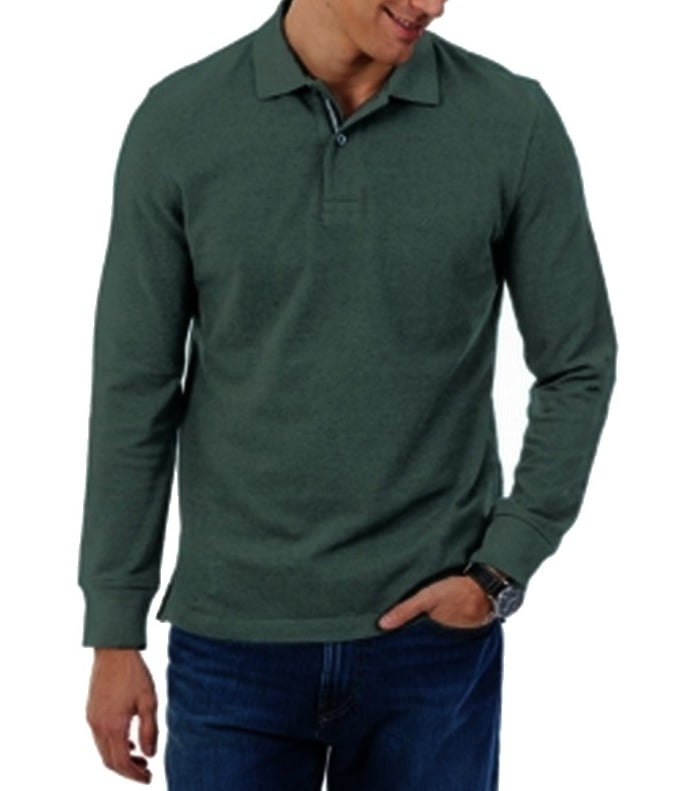 dark green long sleeve polo