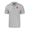 thumbnail image 2 of Men's Cutter & Buck Gray Nebraska Huskers Pike Eco Tonal Geo Print Stretch Recycled Polo, 2 of 3