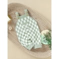thumbnail image 6 of Suealasg Toddler Girls Boys Suspender Overalls Pants 6M 12M 18M 24M Sleeveless Checkerboard Print Knitted One Piece Jumpsuit for Baby Boy Girl, 6 of 9