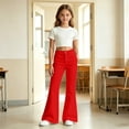 thumbnail image 7 of WhouRiu Girls Casual Flared Pants Fashion Solid Color Rigid Waist Trousers With Pockets Kids Back To School Comfortable Everyday Wear,9-10 Years, 7 of 7