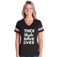 thumbnail image 1 of Womens Thick Thighs Save Lives Football V-Neck T-Shirt, 1 of 5
