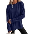 thumbnail image 3 of Women's Long Sleeve Tops Zeliretfy Womens Oversized Crewneck Sweatshirts Scalloped Casual Pullover Tops Long Sleeve Relaxed Loose Fit Lightweight Loungewear Athletic Daily Trendy Fall Outfits, 3 of 8