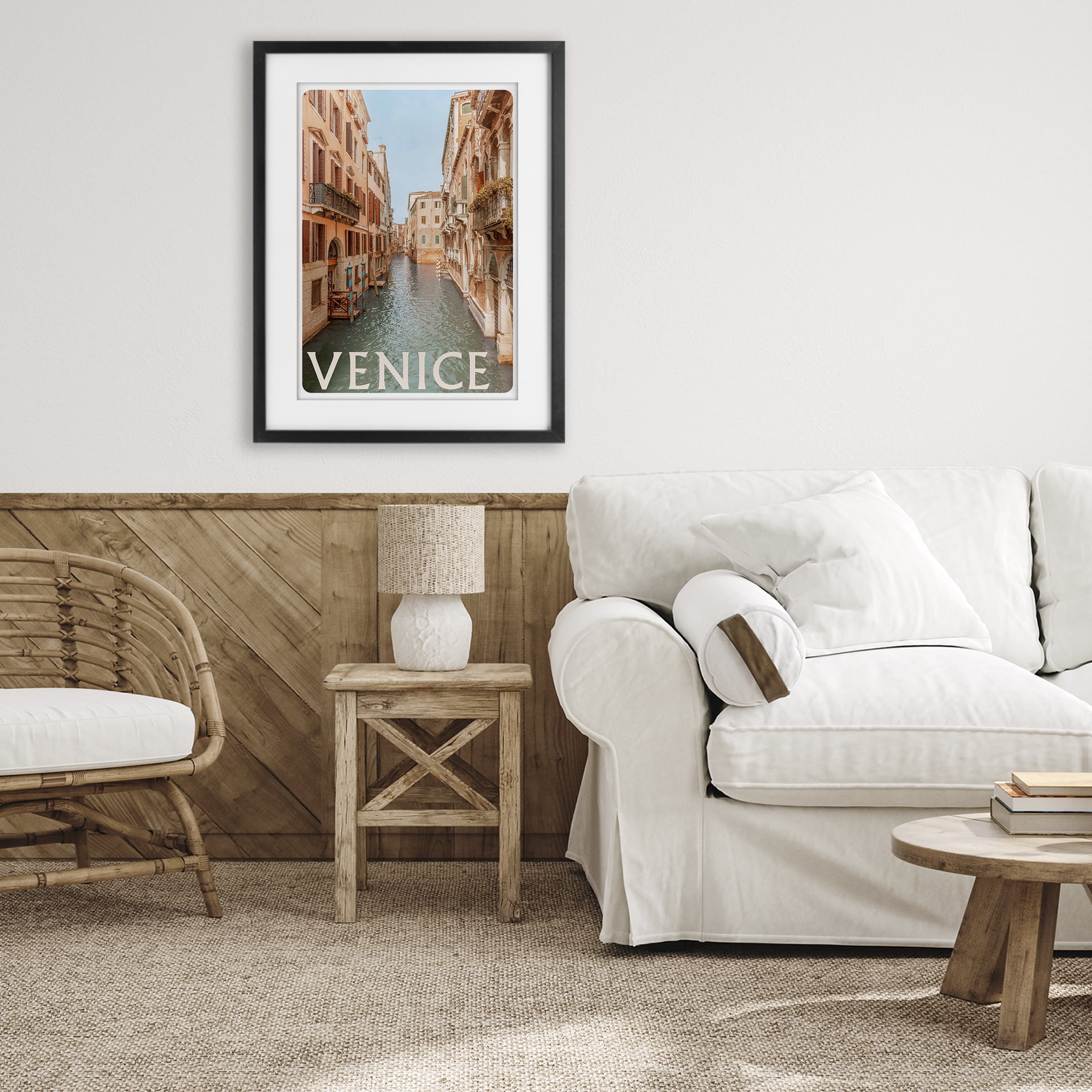 Stupell Industries Venice Canal Waterway Black Framed Print Under Glass, design by Erin Marie