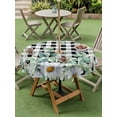 thumbnail image 4 of Outdoor Tablecloths with Umbrella Hole & Zipper, Green Eucalyptus Leaves Round Tablecloth 54 Inch, Summer Botanical Daisy Black Plaid Waterproof Table Cloth, Patio/Pool/Picnic Table Covers, 4 of 8