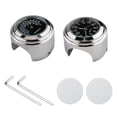 thumbnail image 1 of Motorcycle Bike ATV Handlebar Clock & Thermometer Set - 22-25.4mm (7/8"-1") Fit, Aluminium Alloy Chrome/Black Shell, Black Panel, Built-in Button Battery, Includes 2 Clocks, 2 Allen Wrenches, 2, 1 of 6