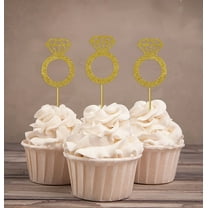 Darling Souvenir, Wedding Engagement Ring Cupcake Toppers, Party Dessert Decorations - Pack Of 20