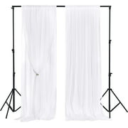 RYB HOME White Backdrop Curtains 2 Panels, Waterproof Drapes with Sheer Tulle Layer for Outdoor Usage, Decoration