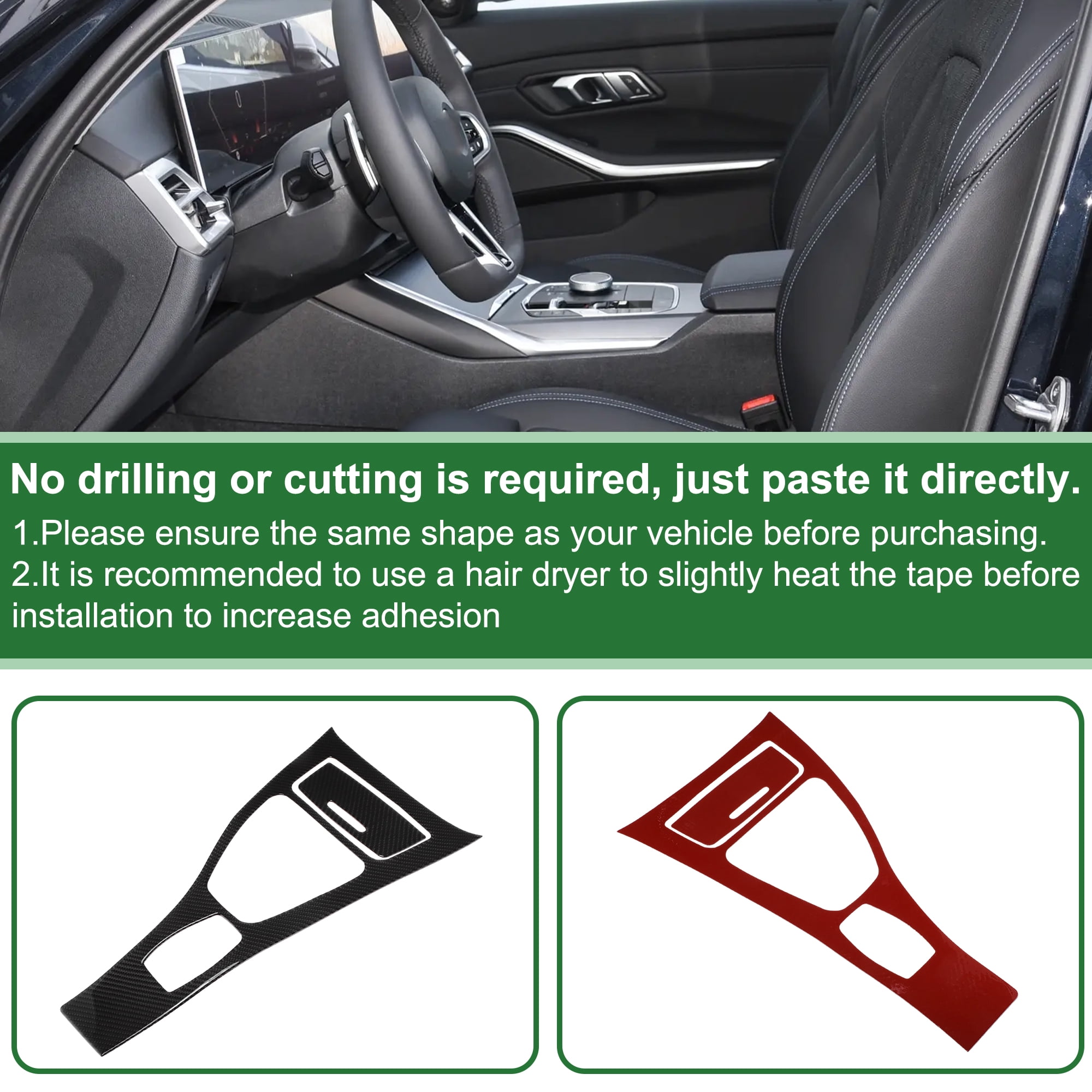 Unique Bargains Central Control Gear Shift Panel Trim Cover for BMW 325i 2006-2011 Gear Shift Control Anti-Scratch Panel Sticker Carbon Fiber Black Full Coverage