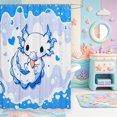 thumbnail image 2 of Manfei Pink Axolotl Shower Curtain 72Wx84L,Cute Aniaml Salamander Bathroom Shower Curtain, 2 of 5