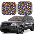 thumbnail image 6 of Kdxio Bowling Colorful Print 2-Piece Sun Shade Front Windshield - Foldable Car Front Window Sunshades for Most Sedans SUV Truck, 6 of 6