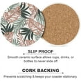 thumbnail image 5 of GZHJMY Round Drink Coasters, 6 Pcs Pink Green Leaves on White Absorbent Ceramic Coffee Coasters for Drinks with Cork Base Housewarming Gift for Home Decor, 5 of 5